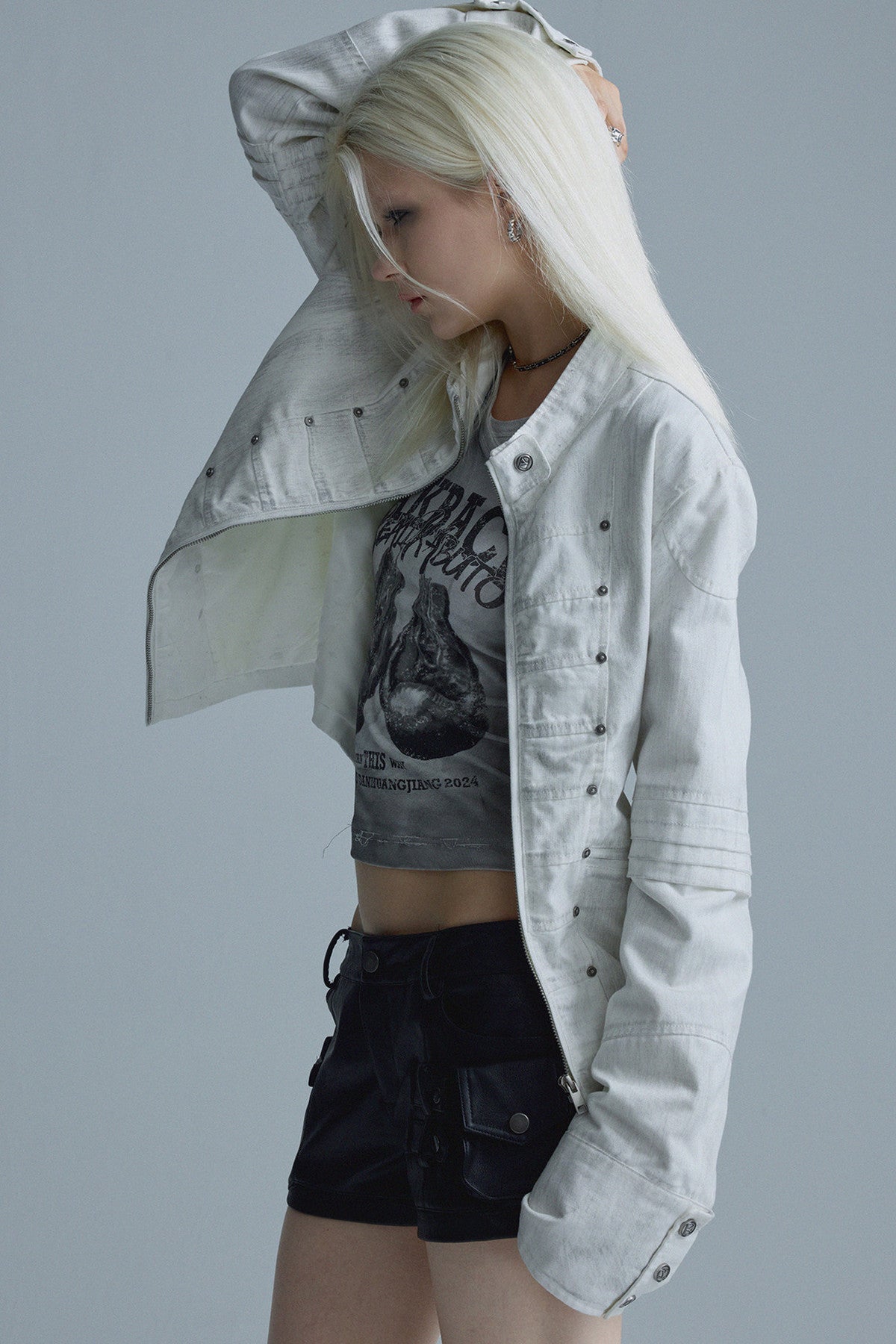 Textured Metal Buckle Jacket