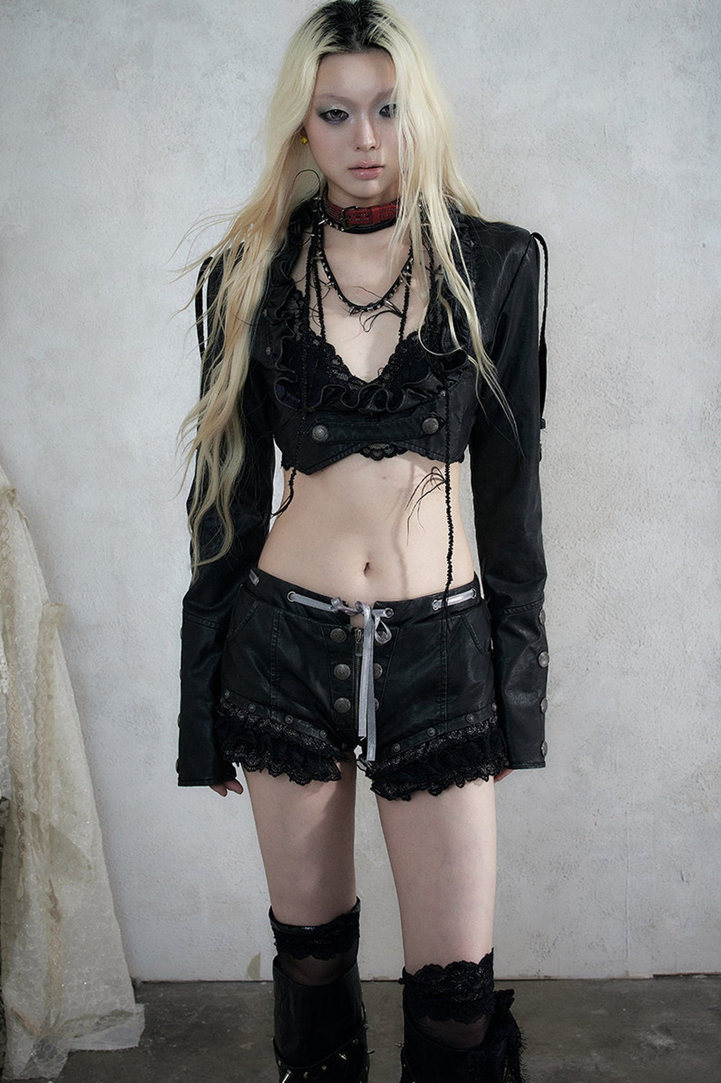 Punk Lace Leather Shorts