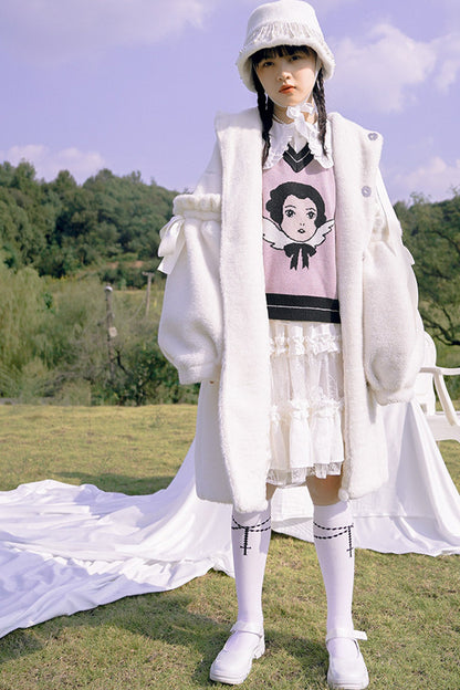 Bunny Ear Fluffy Bow Coat