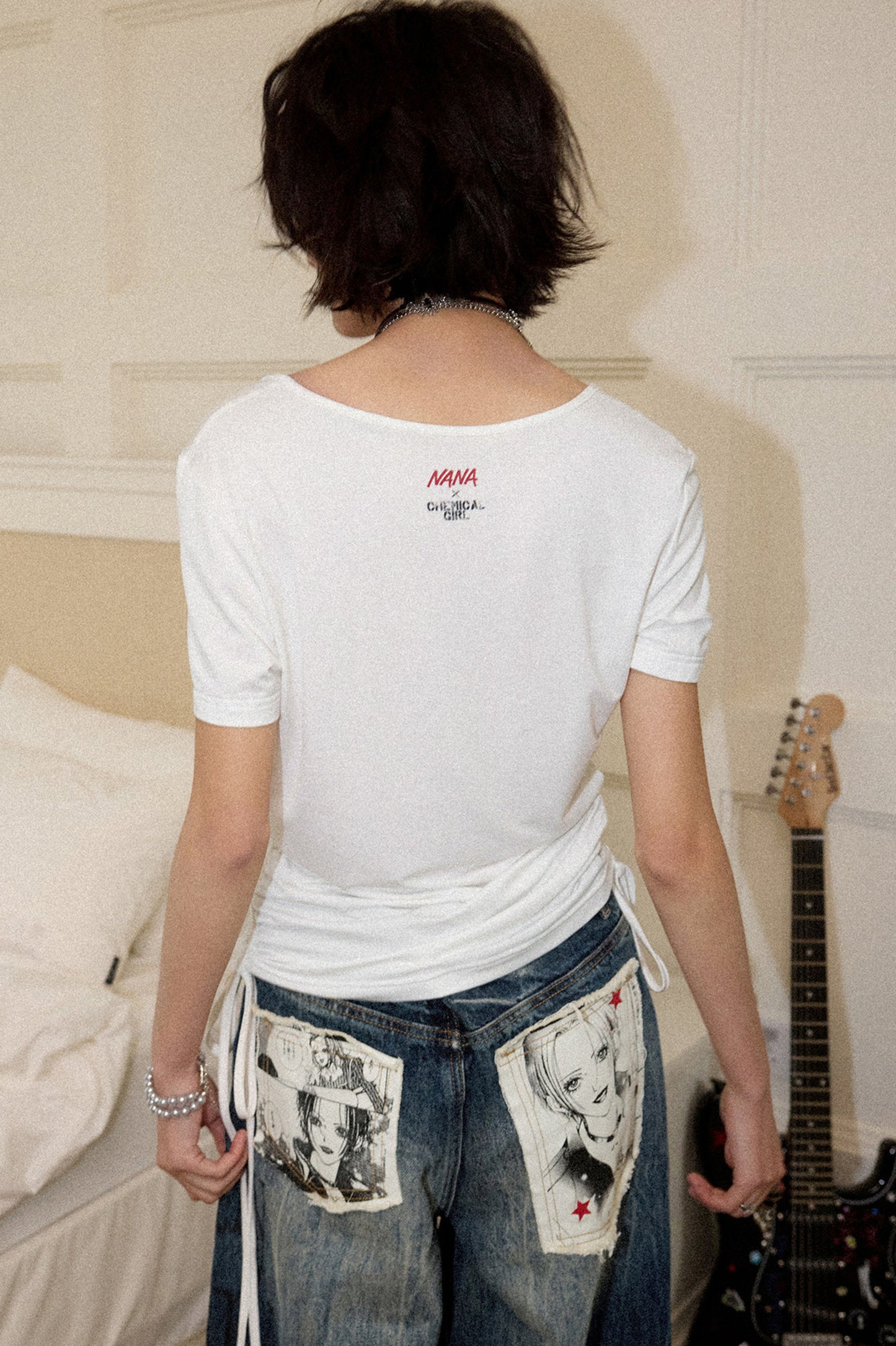 Portrait Print Drawstring Top
