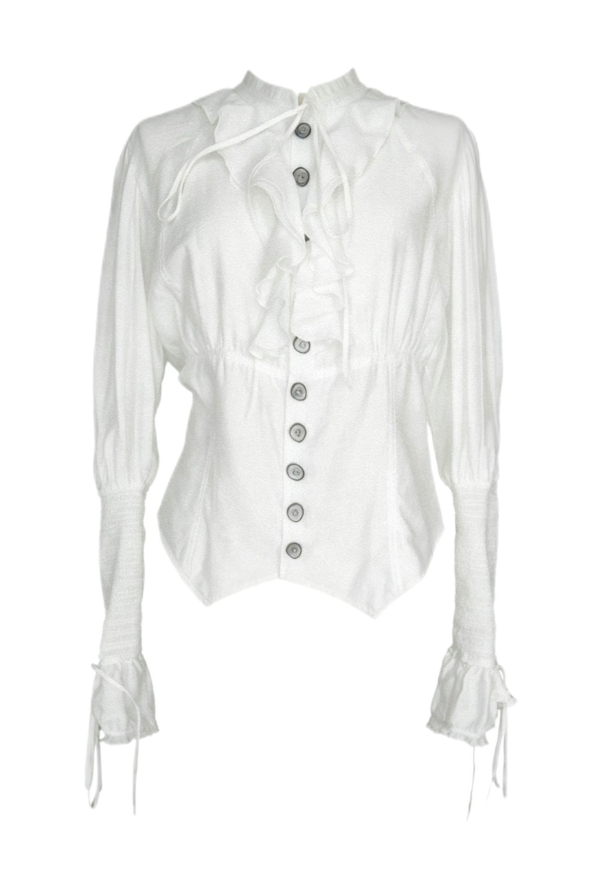 Accordion Pleated Puff Sleeve Blouse