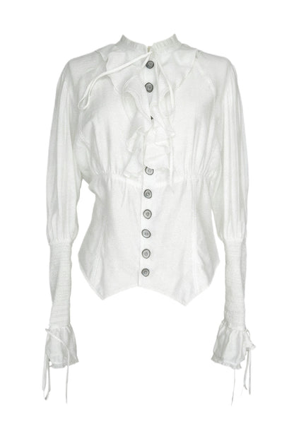Accordion Pleated Puff Sleeve Blouse