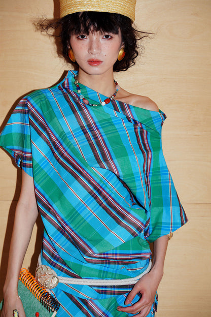 Asymmetrical Color-Blocked Top