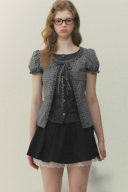 Preppy Fake Two-Piece Blouse