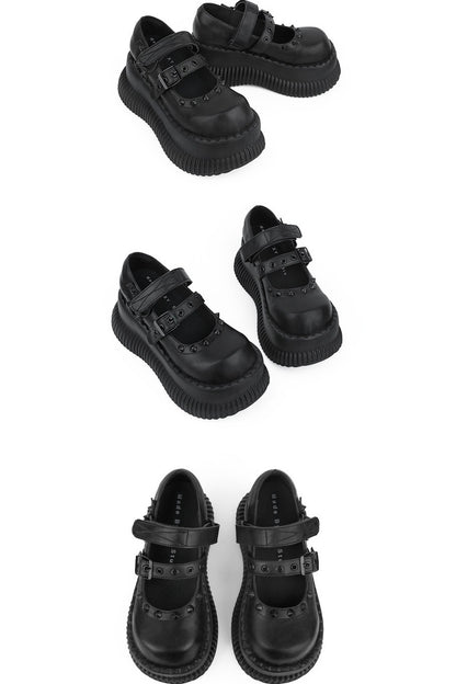 Studded 7cm Height-Increasing Platform Mary Jane Shoes