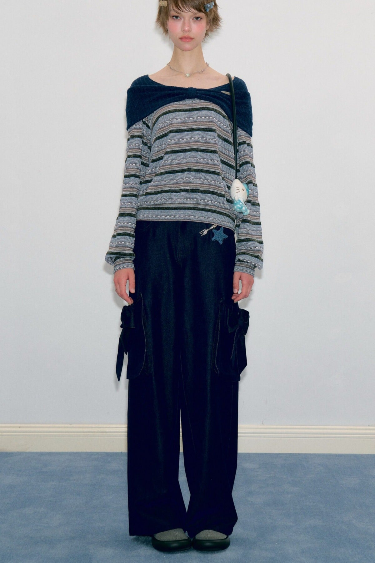 Top in maglia a righe blu