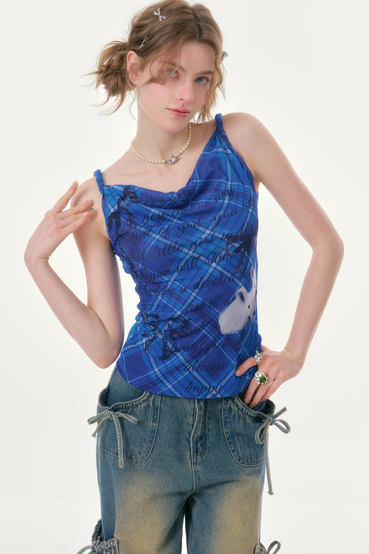 Klein Blue Rabbit Plaid Top