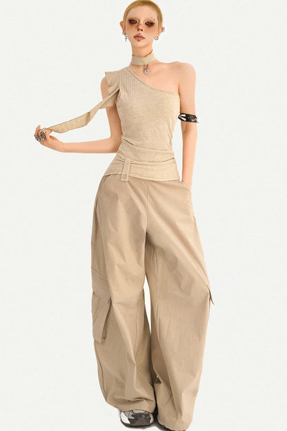 Retro Asymmetrical One-Shoulder Top