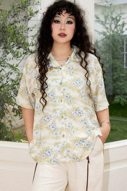 Hawaiian Contrast Print Blouse