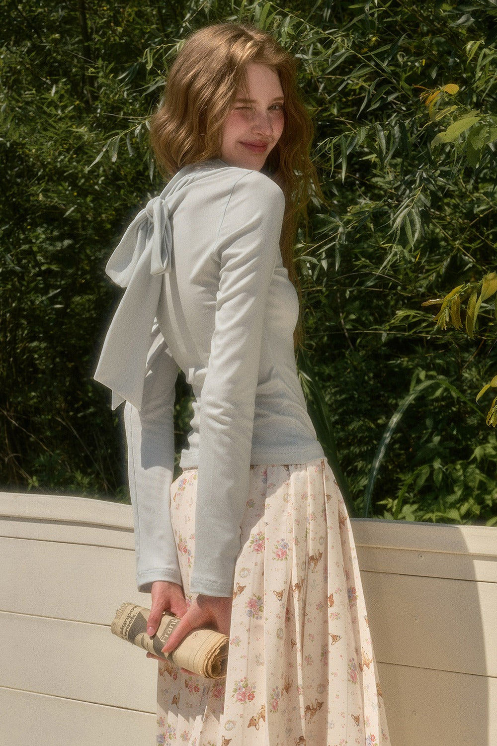 Elastic Waist Deer A-Line Pleated Skirt