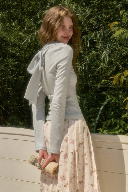 Elastic Waist Deer A-Line Pleated Skirt