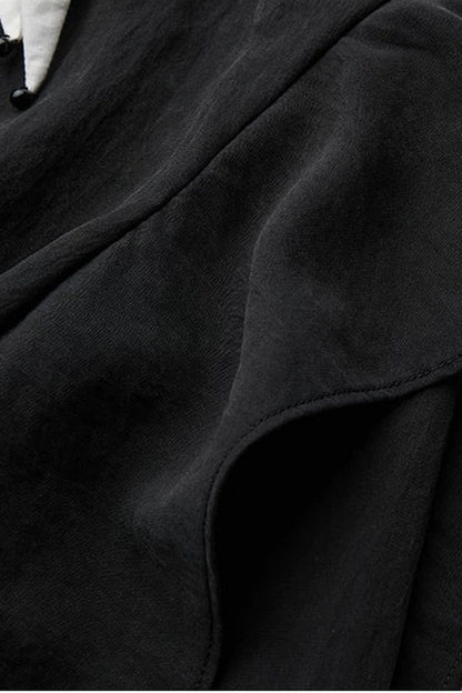 Lyocell Ruffle Patchwork Puff Sleeve Shirt