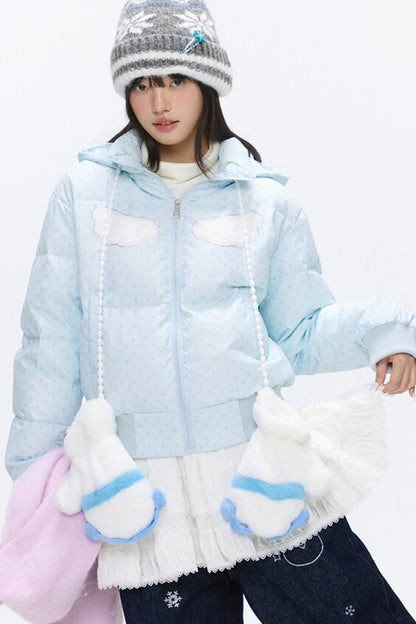 Hooded Polka Dot Down Jacket