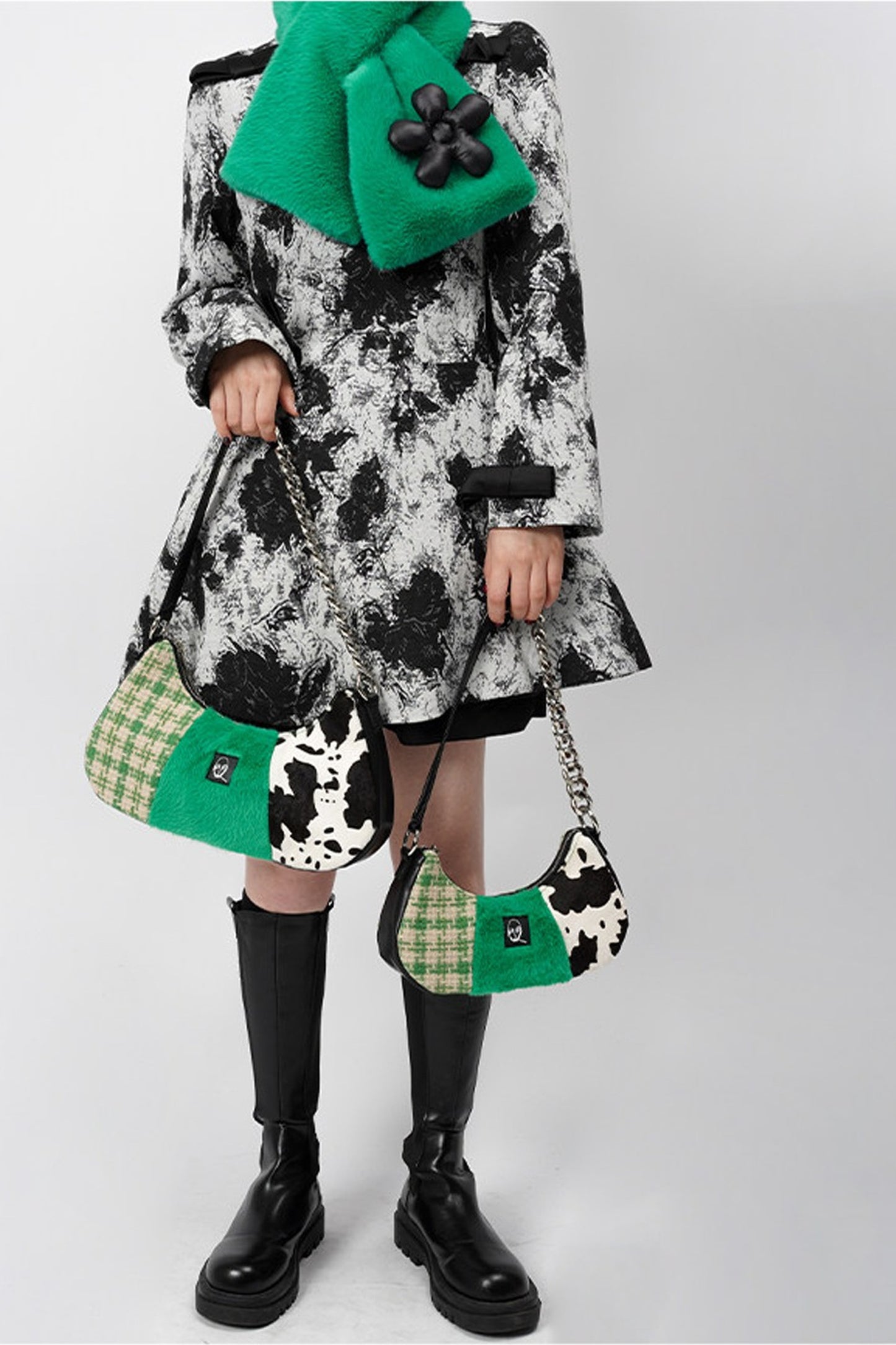 Genuine Leather Color-Block Bag