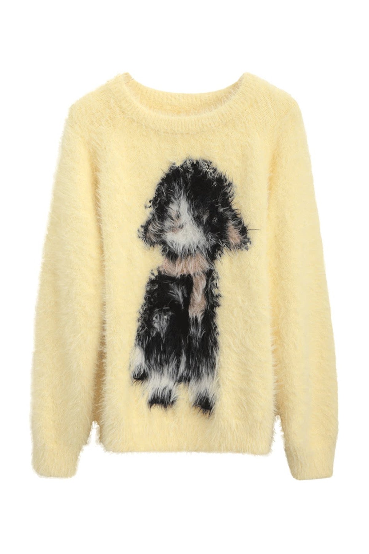 Eared Lamb Faux Mink Pullover Sweater