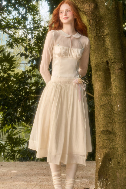 Satin Tencel Lapel Dress Set-Up