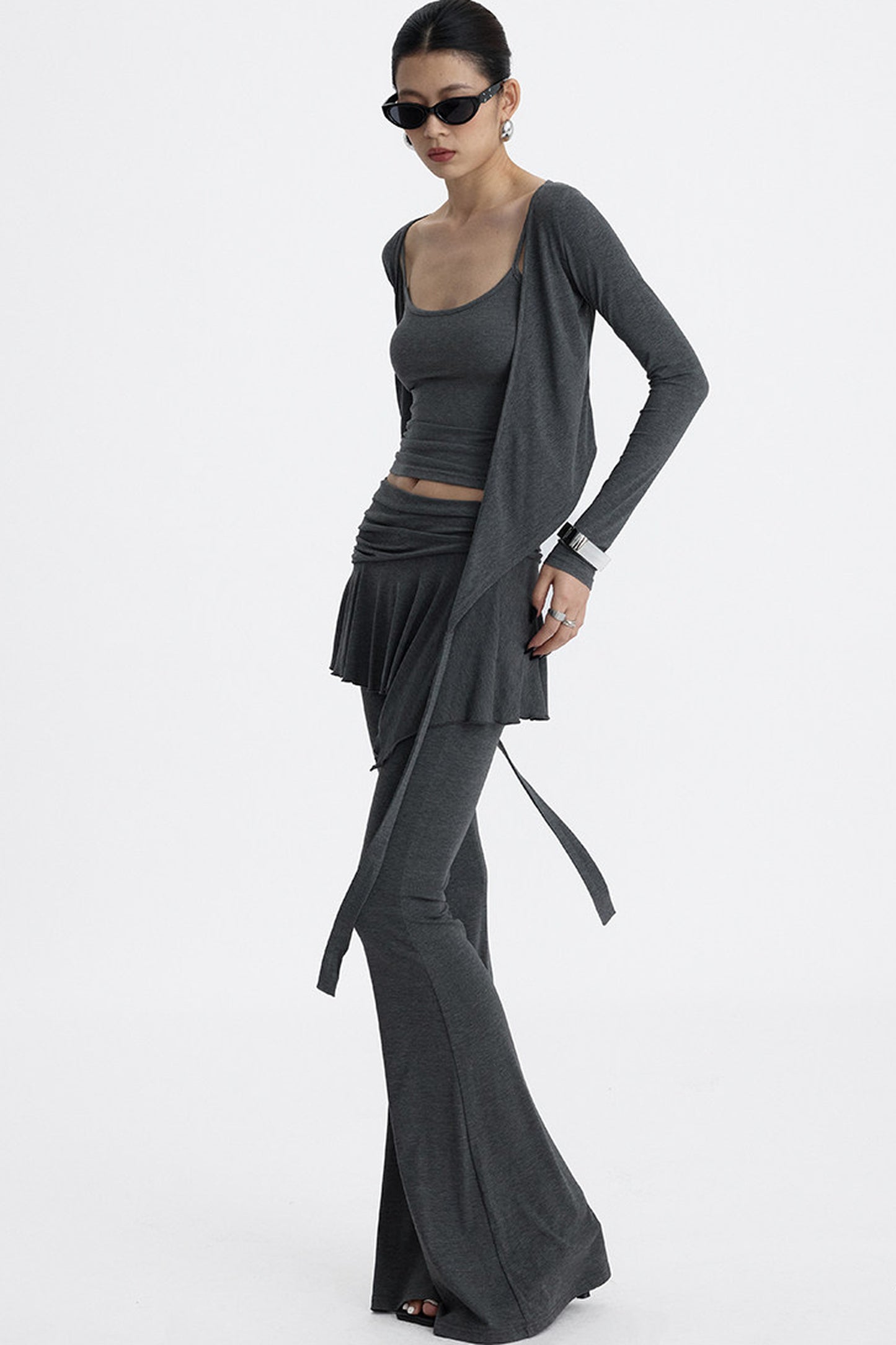 Faux Two-Piece Lyocell Flared Pants Set-Up