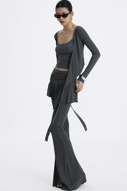 Faux Two-Piece Lyocell Flared Pants Set-Up