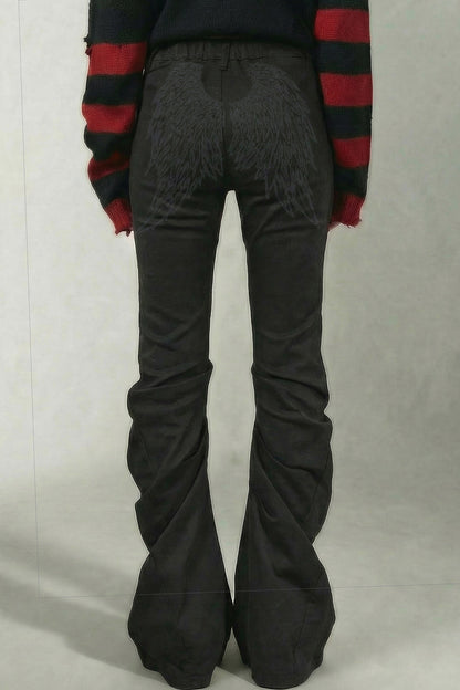 Wing Print Pleated Scimitar Jeans