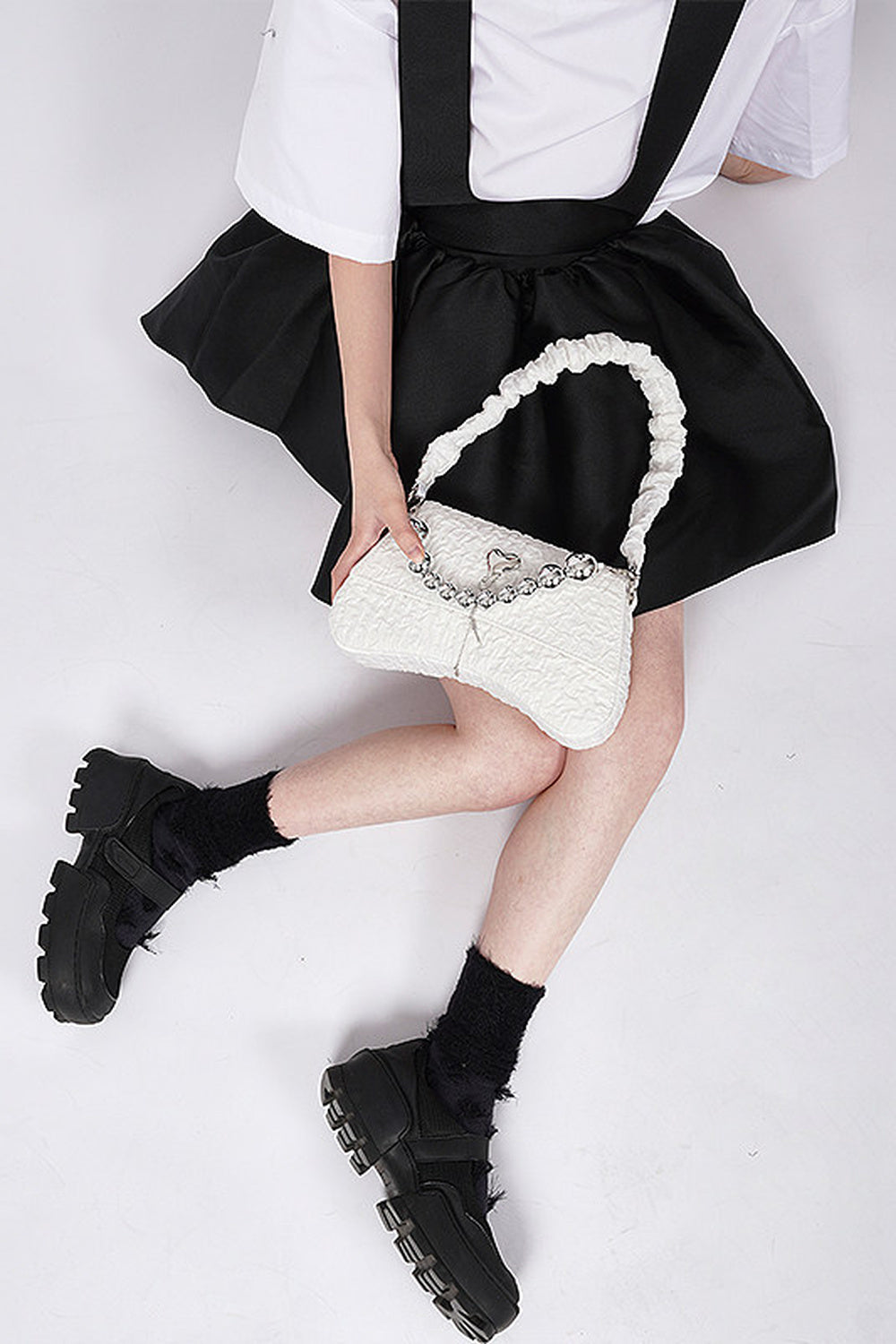 Pearl Pleated Crossbody Bag