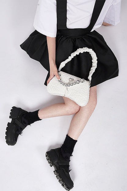 Pearl Pleated Crossbody Bag