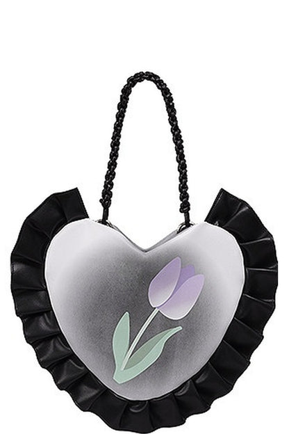 Tulip Heart Woven Crossbody Bag