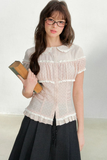 Cotton Linen Polka Dot Blouse