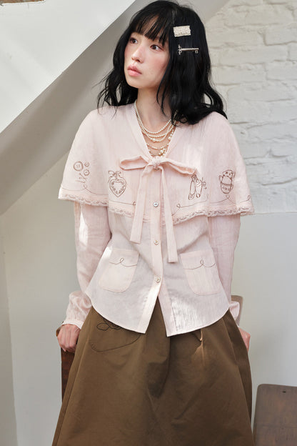 Pink Hand-Painted Cape Shirt