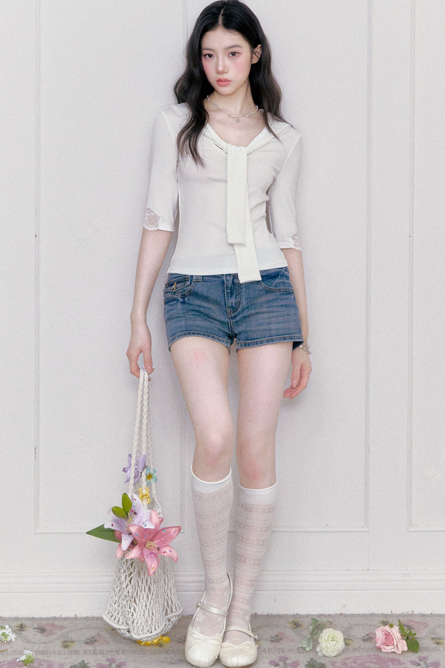 Retro Denim Straight-Leg Shorts
