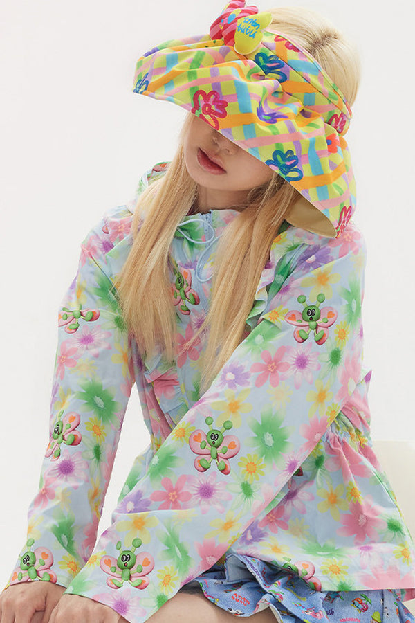 Plaid Floral Sun Visor