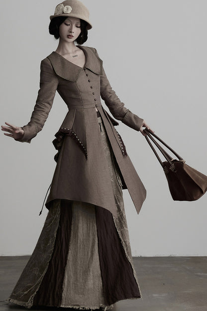 Victorian 3D Tailored Draped Deconstructed Tencel Jacket