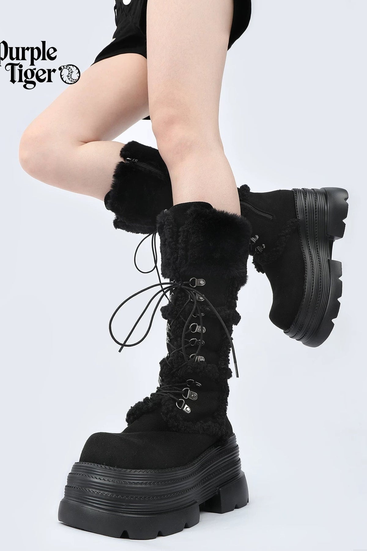 Furry Design Height-Increasing Thick Sole Martin Boots