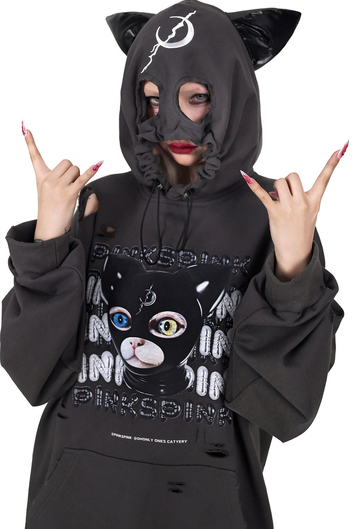 Cat Ear Ripped Hooded Hoodie