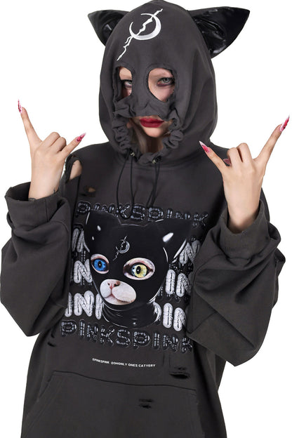 Cat Ear Ripped Hooded Hoodie