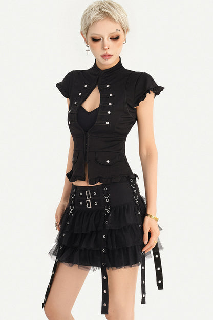 Layered Ribbon Punk Skirt
