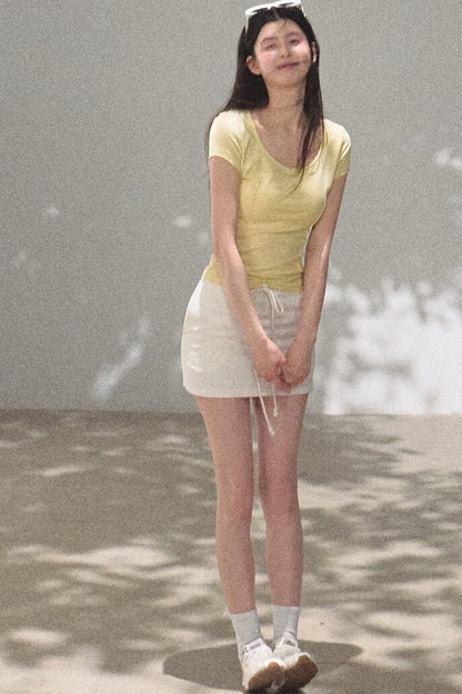 Lyocell V-Neck Short Sleeve Top