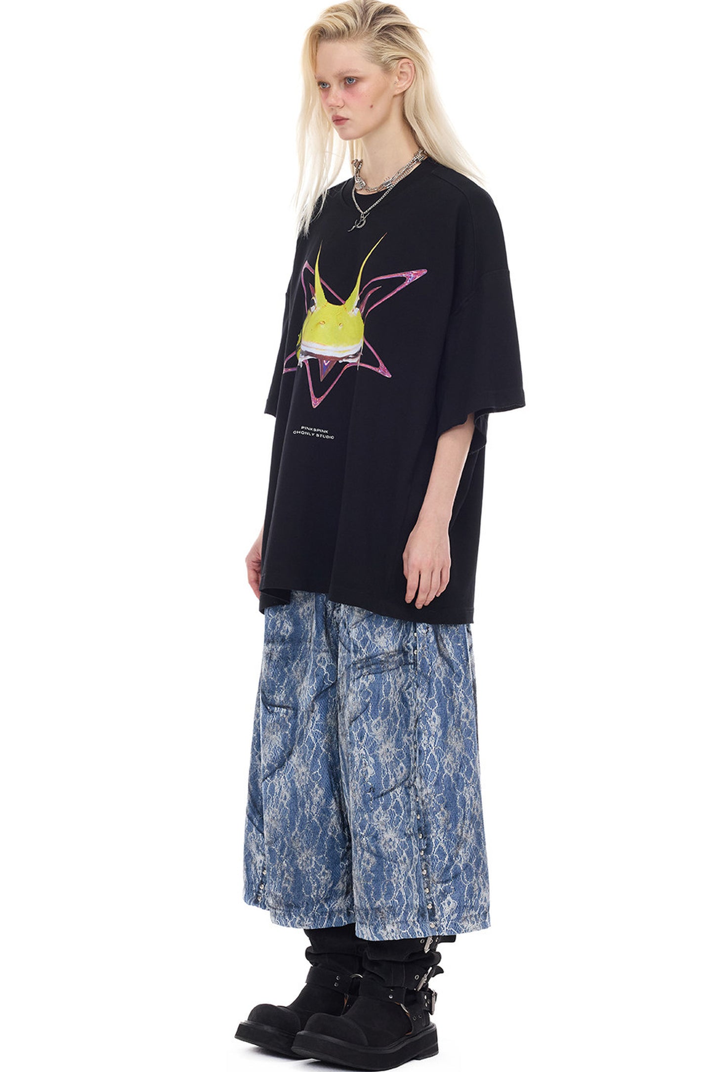 Y3K Punk Horned Frog Print Blouse