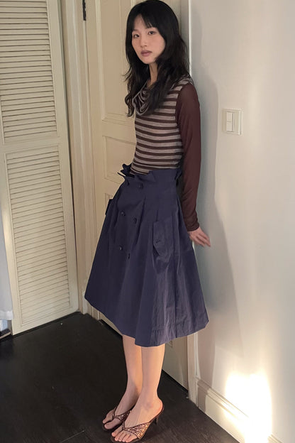 Detachable Double-Breasted A-Line Skirt