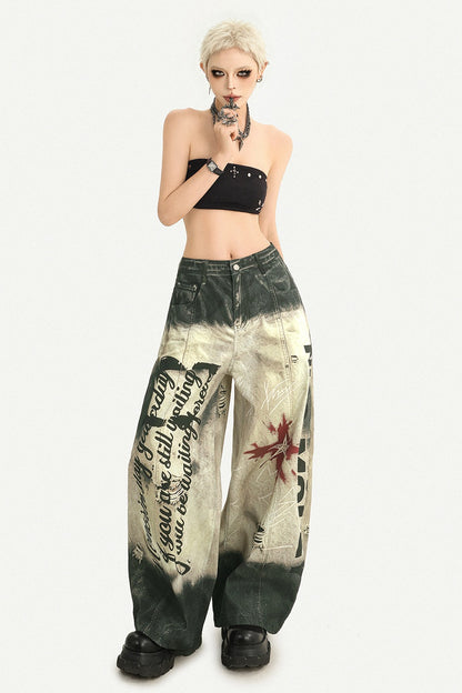 Graffiti Wide-Leg Jeans