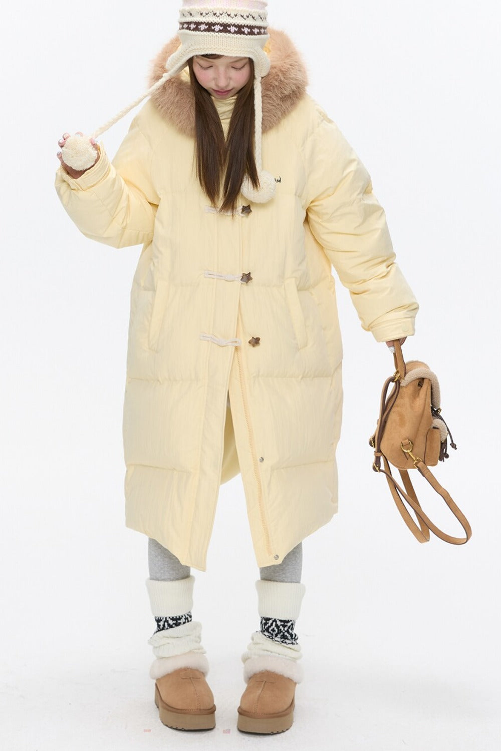 Cream Yellow Horn Button Down Coat