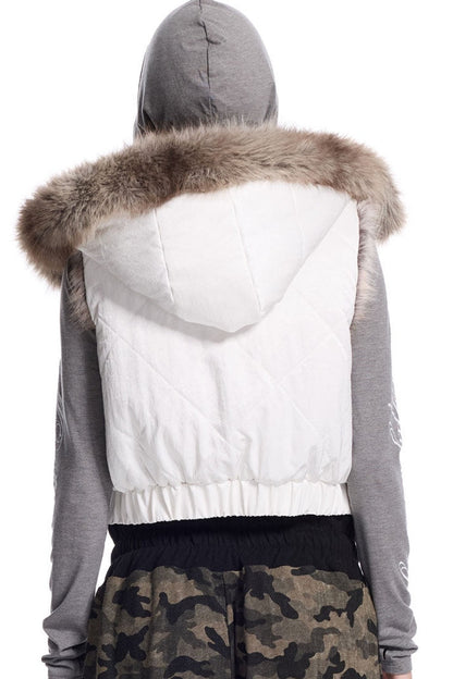 Reversible Detachable Fur Collar Vest