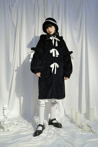 Bunny Ear Fluffy Bow Coat