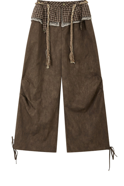 Plaid Tie-Waist Wide Leg Pants