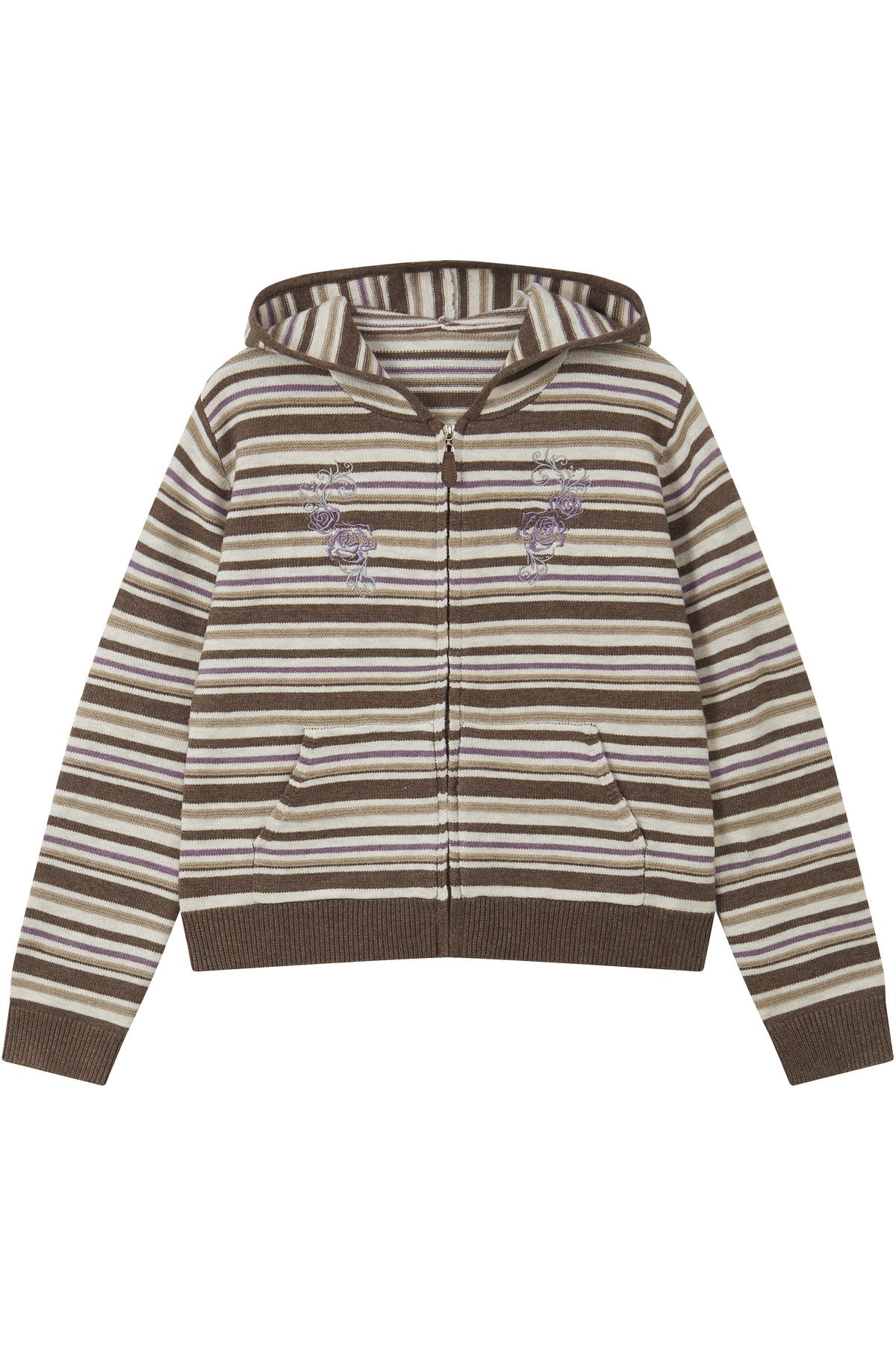 Striped Hooded Short Cardigan