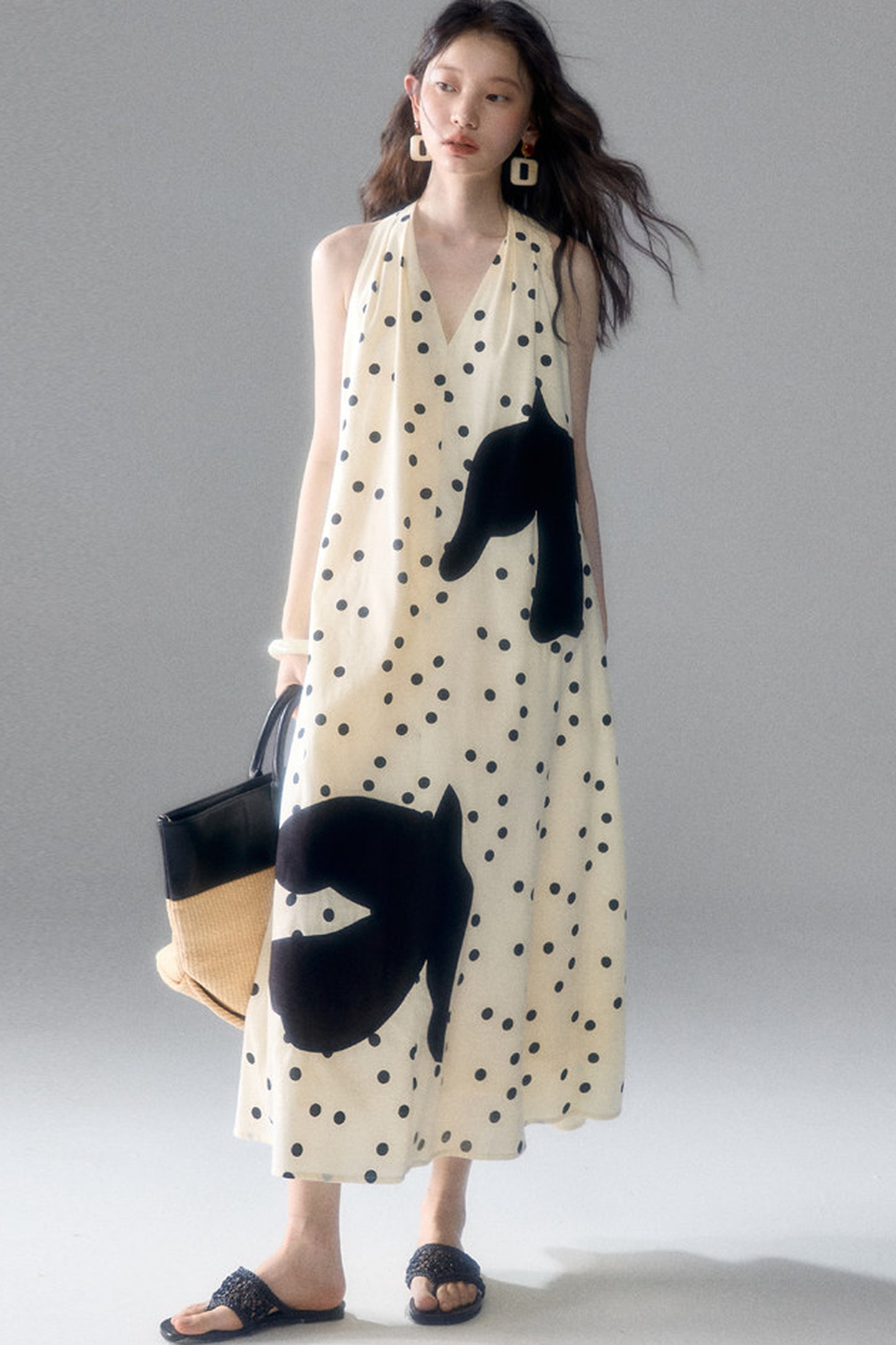 Polka Dot Bird Halter Dress