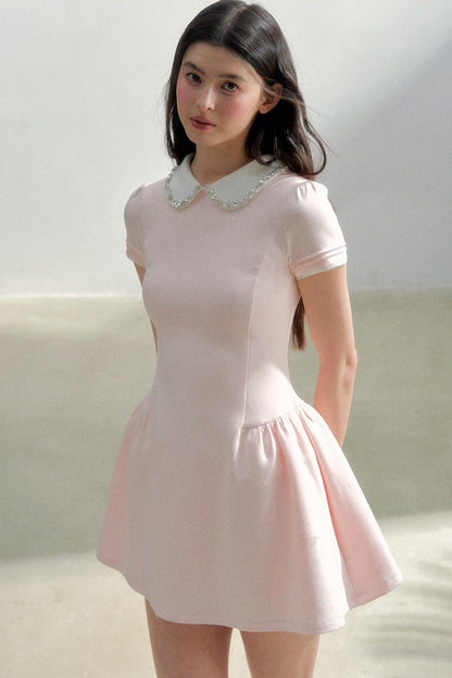 Retro Rhinestone Air Layer Dress