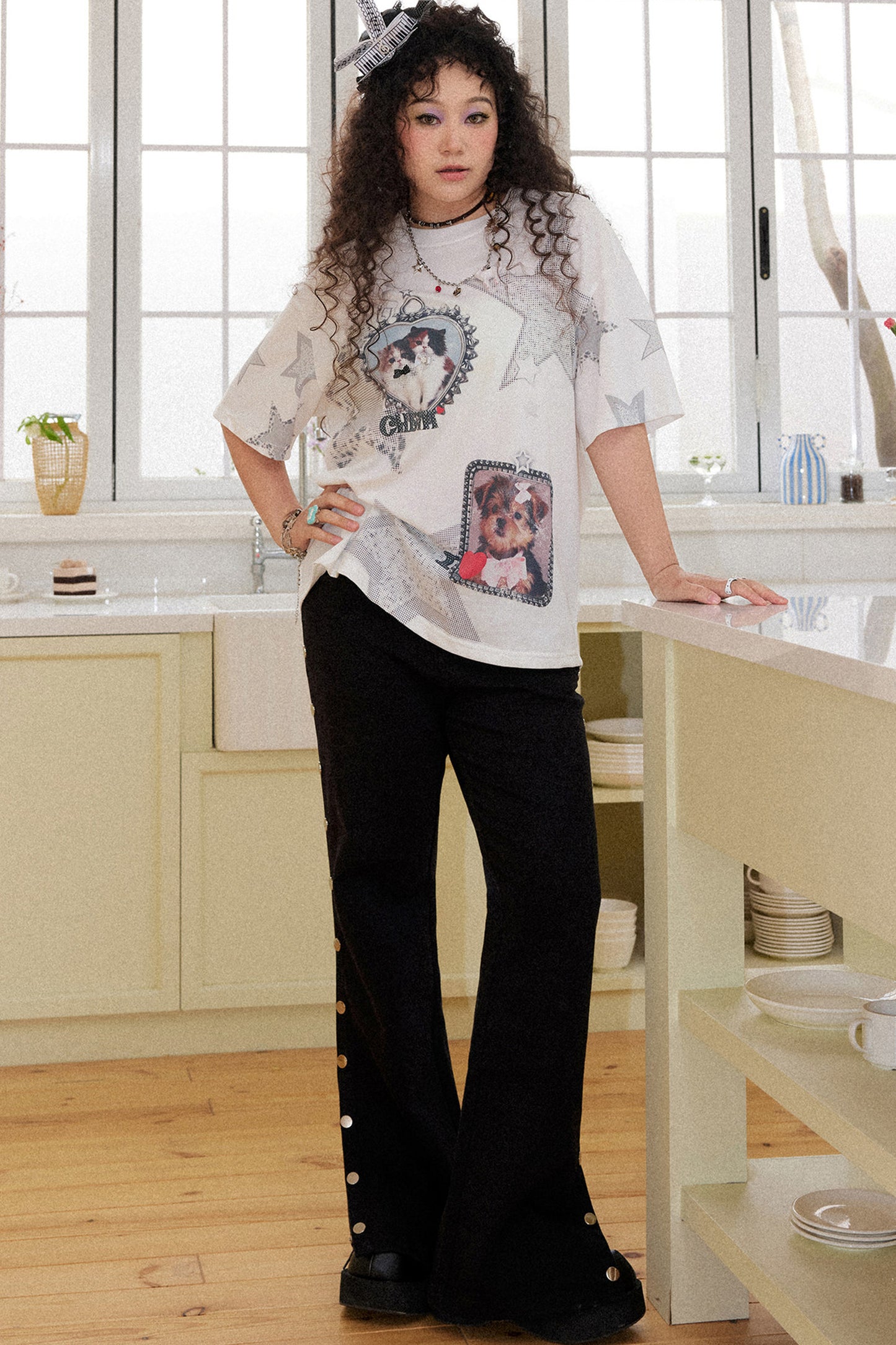 Retro Heart Print Blouse