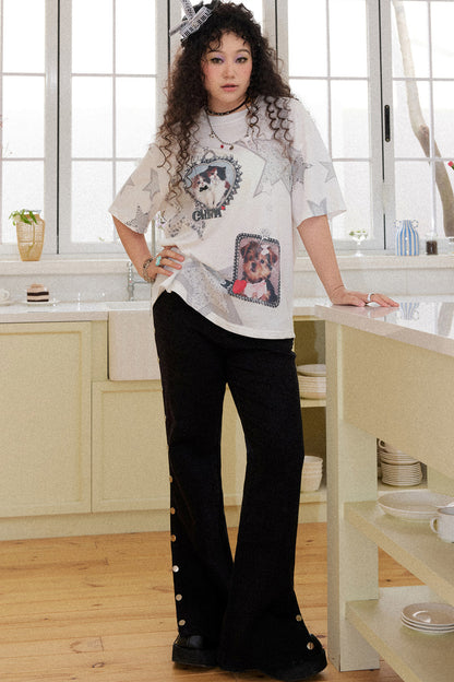 Retro Heart Print Blouse