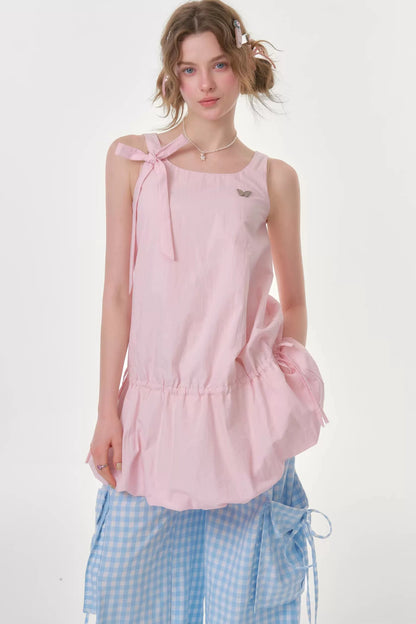 Peach Soda Lace-Up Camisole Dress