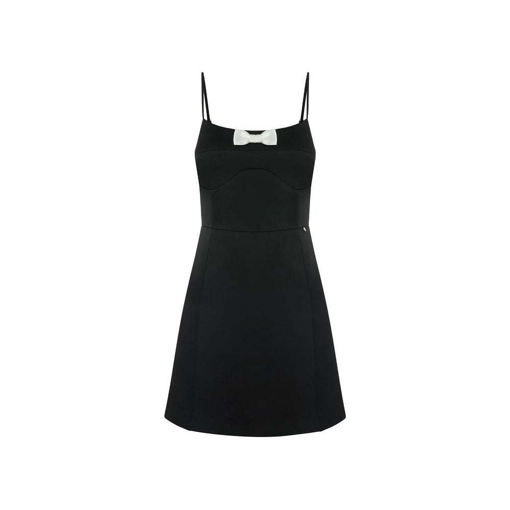 Black Satin Bow Dress